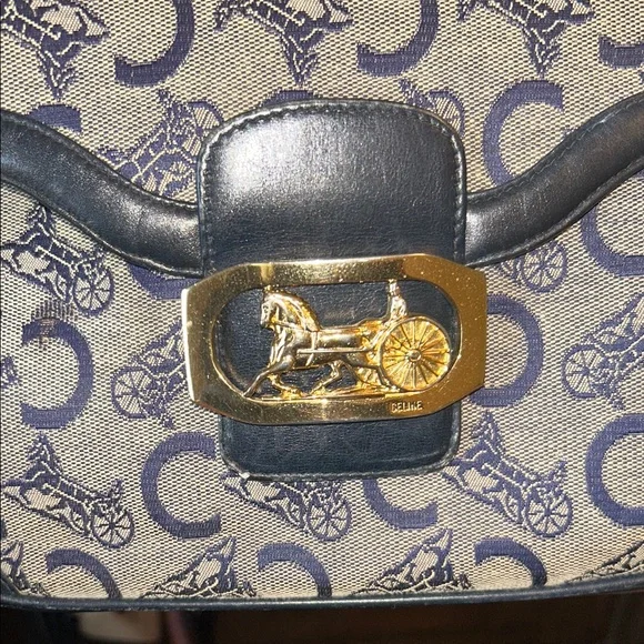 Celine Blue Monogram vintage Crossbody Gold Hardware - Picture 14 of 16